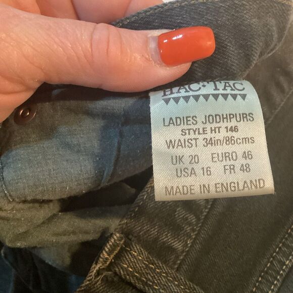 HAC TAC Ladies Jodhpurs Sz 16 Green Riding Equestrian Jeans Breeches - Picture 4 of 9